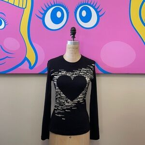 Moschino Jeans Black White Heart Jersey Top